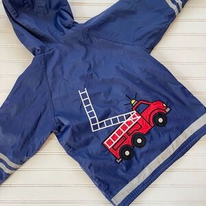 VINTAGE WIPPETTE KIDS VGUC Firetruck Embroidered Appliqué Fleece Lined Raincoat